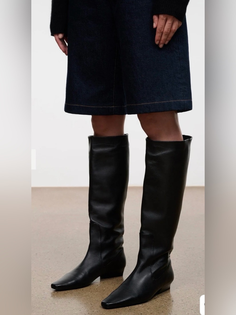 STAUD Wally black flat boots, size 39.